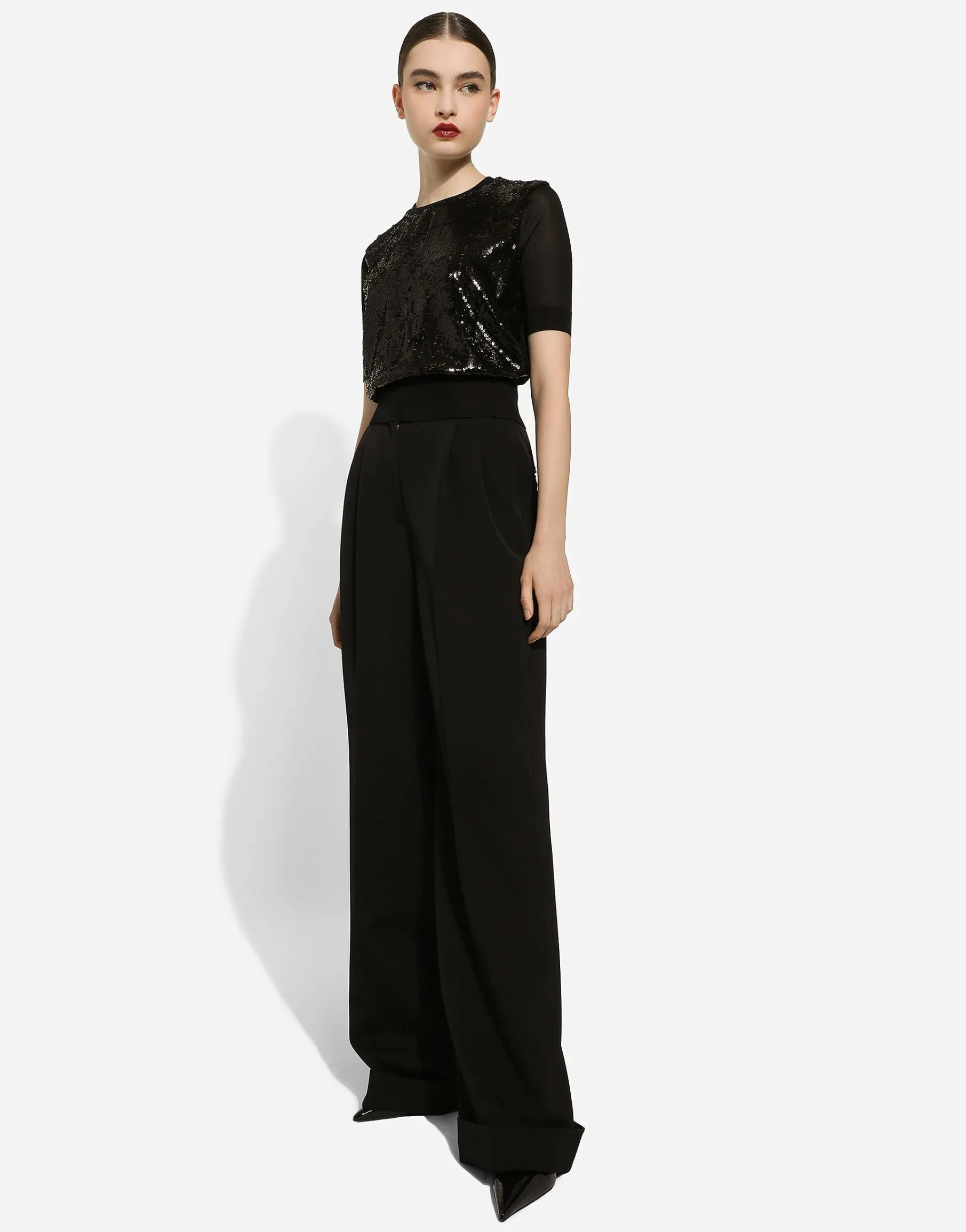 Flared woolen pants