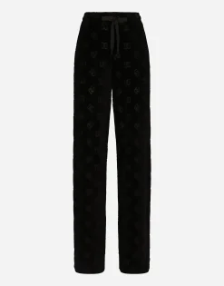 Flocked jersey pants with all-over DG logo