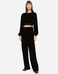 Flocked jersey pants with all-over DG logo
