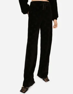 Flocked jersey pants with all-over DG logo