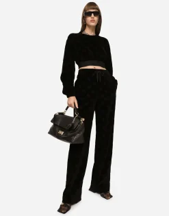 Flocked jersey pants with all-over DG logo