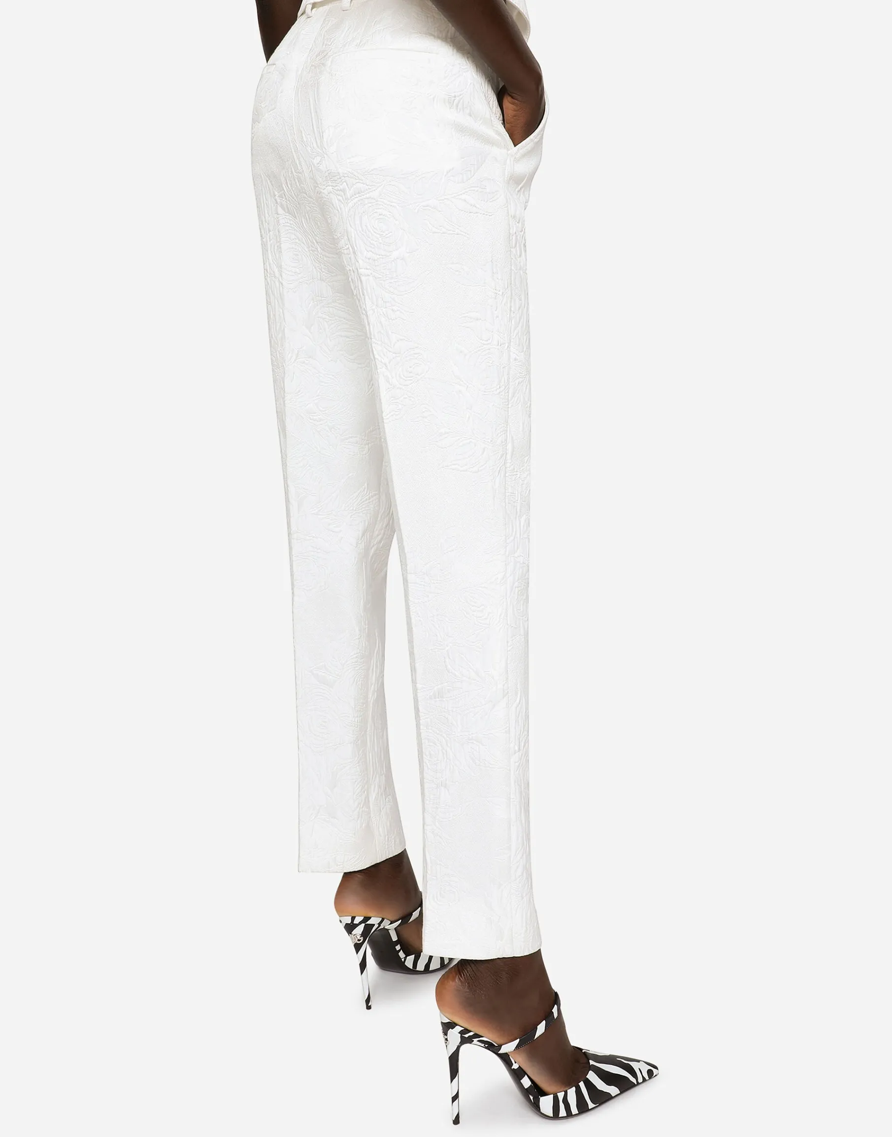 Floral brocade trousers