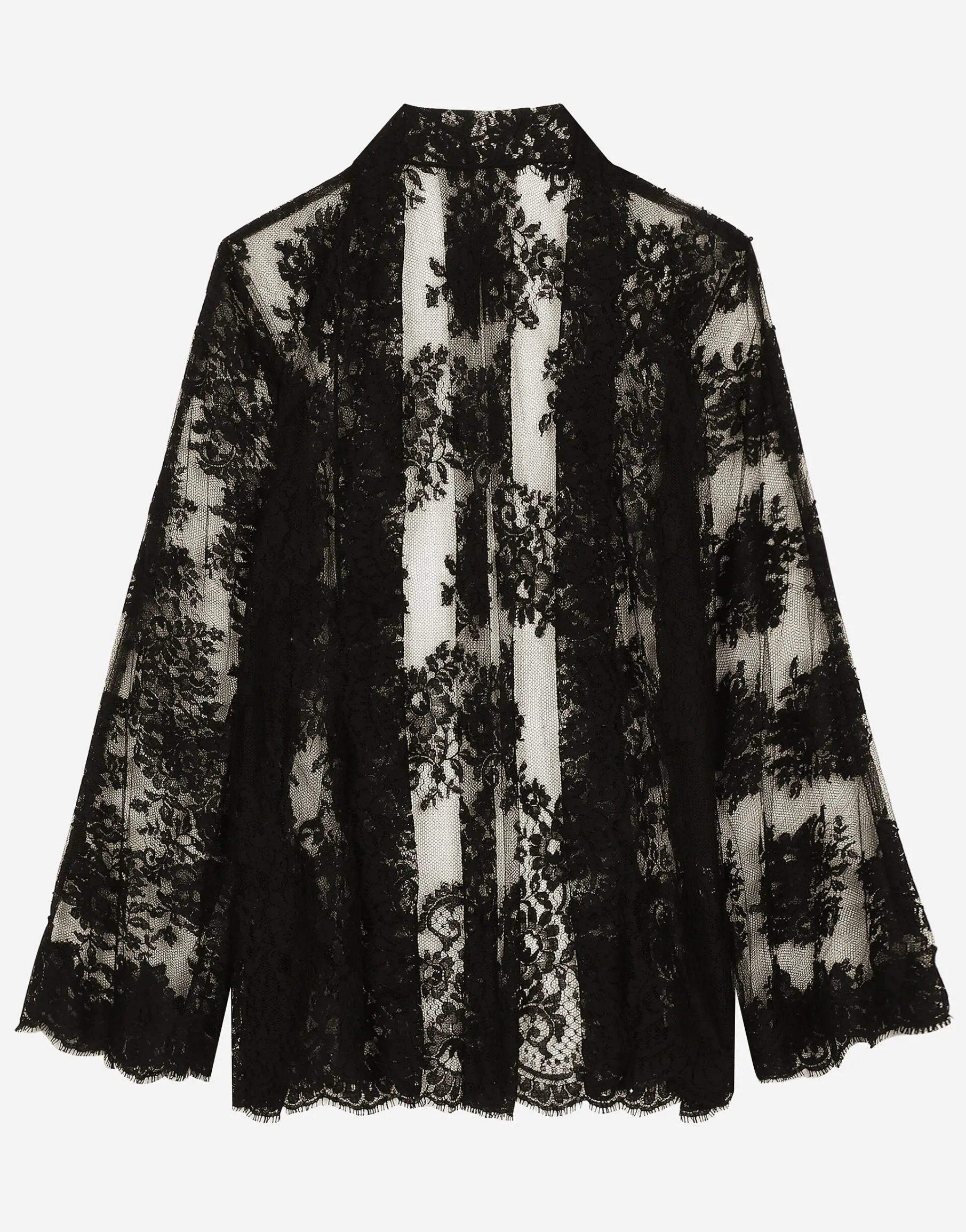 Floral Chantilly lace kimono shirt