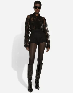 Floral Chantilly lace kimono shirt