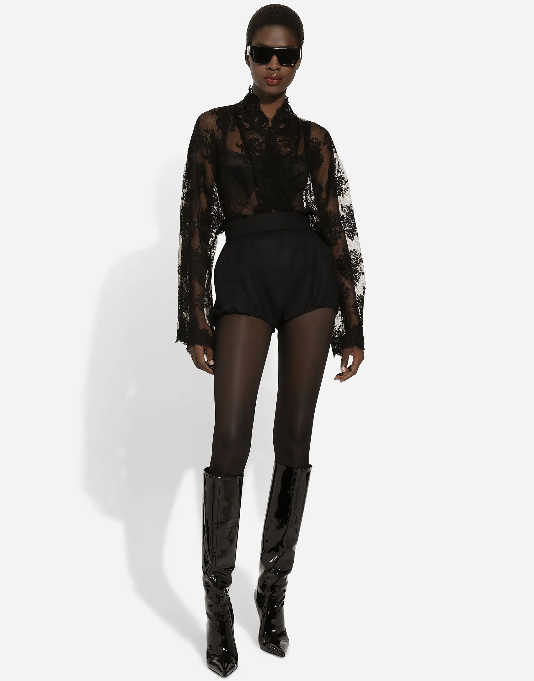 Floral Chantilly lace kimono shirt