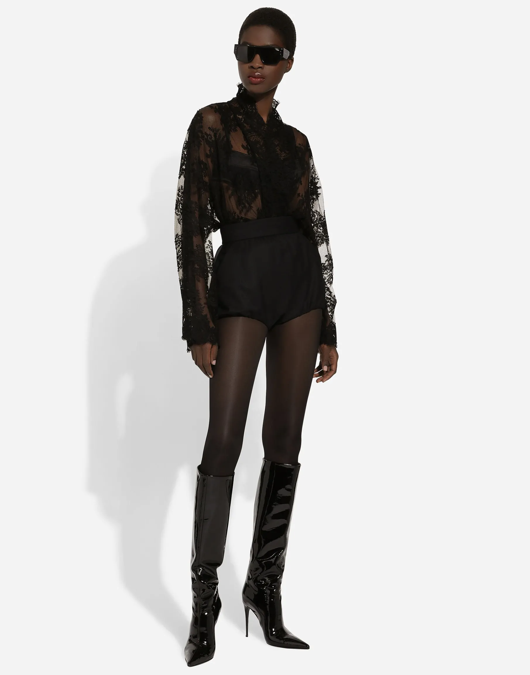 Floral Chantilly lace kimono shirt