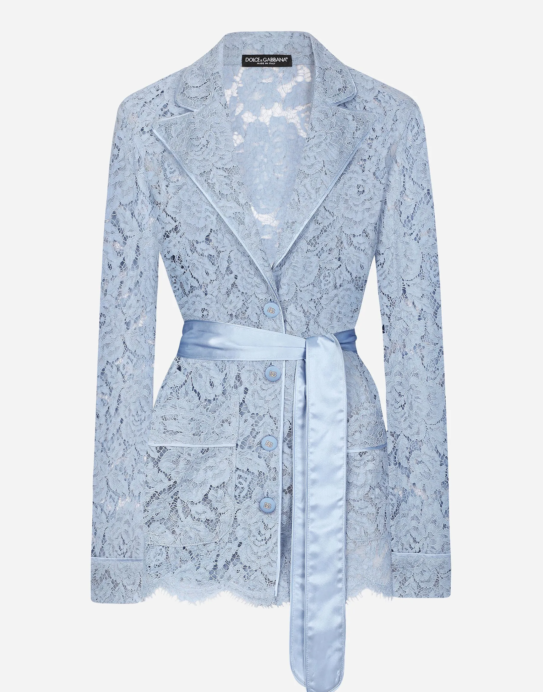 Floral cordonetto lace pajama shirt with DG logo