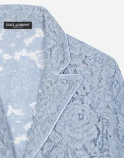 Floral cordonetto lace pajama shirt with DG logo