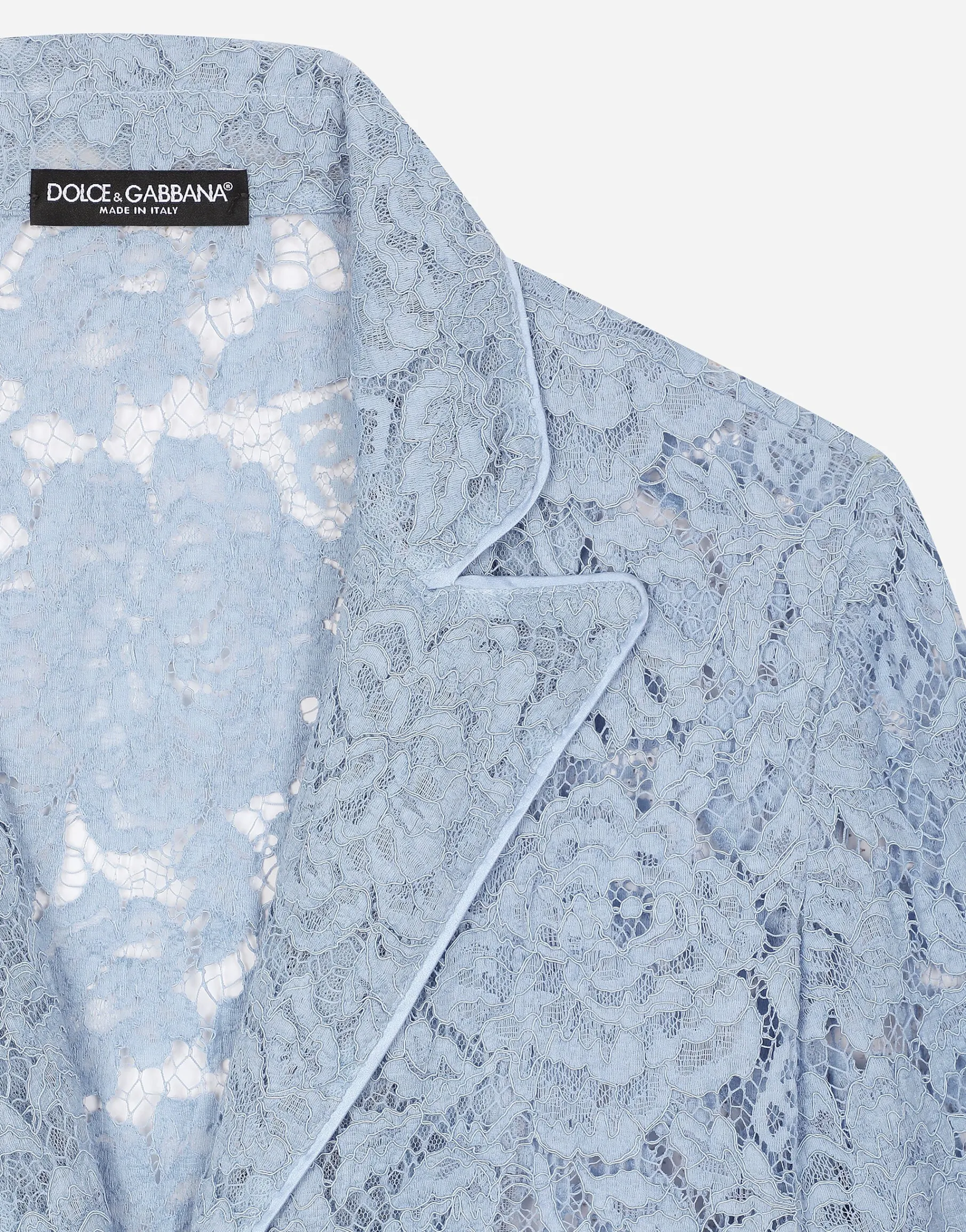 Floral cordonetto lace pajama shirt with DG logo