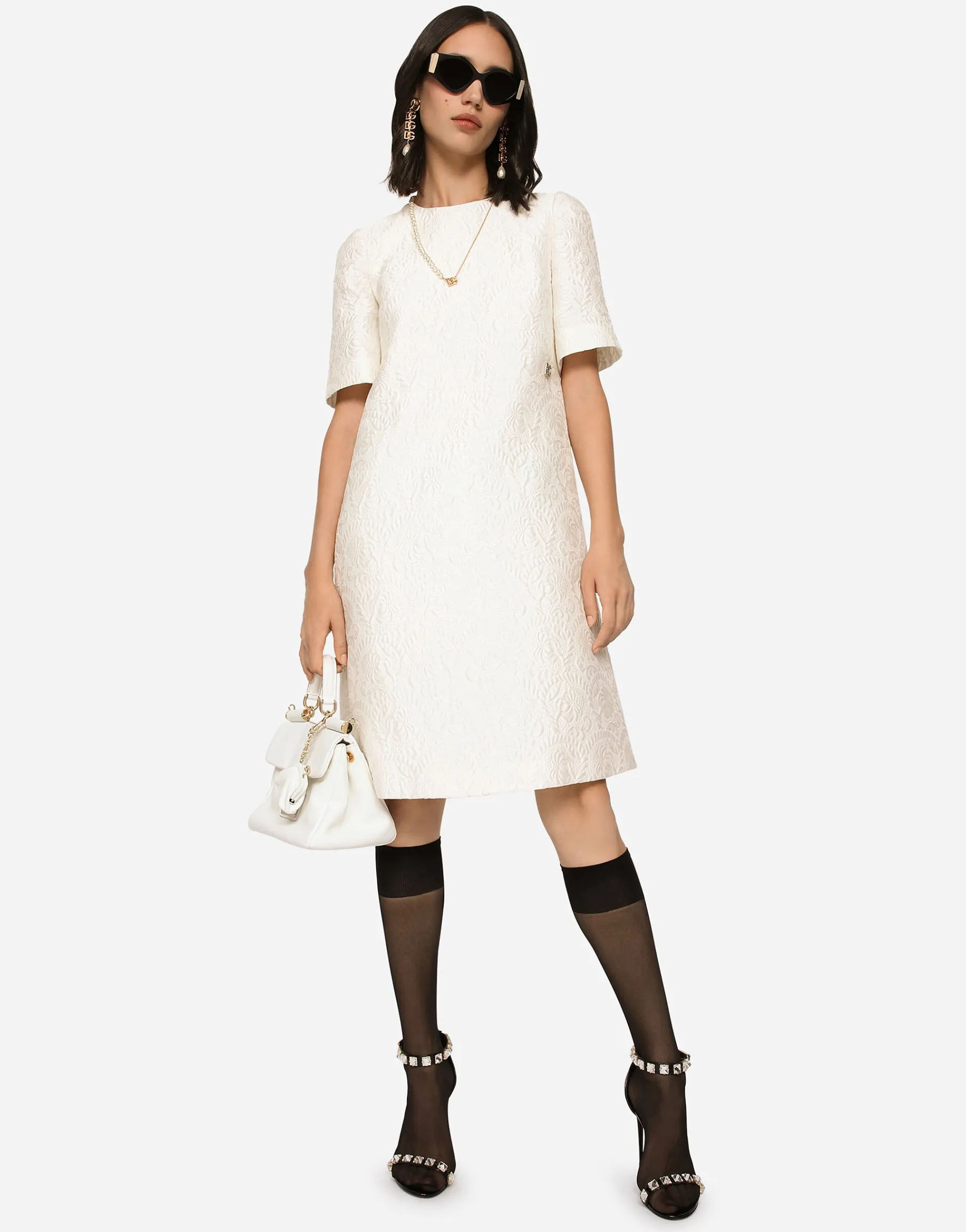 Floral jacquard midi dress
