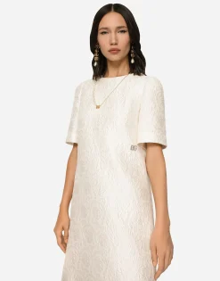 Floral jacquard midi dress