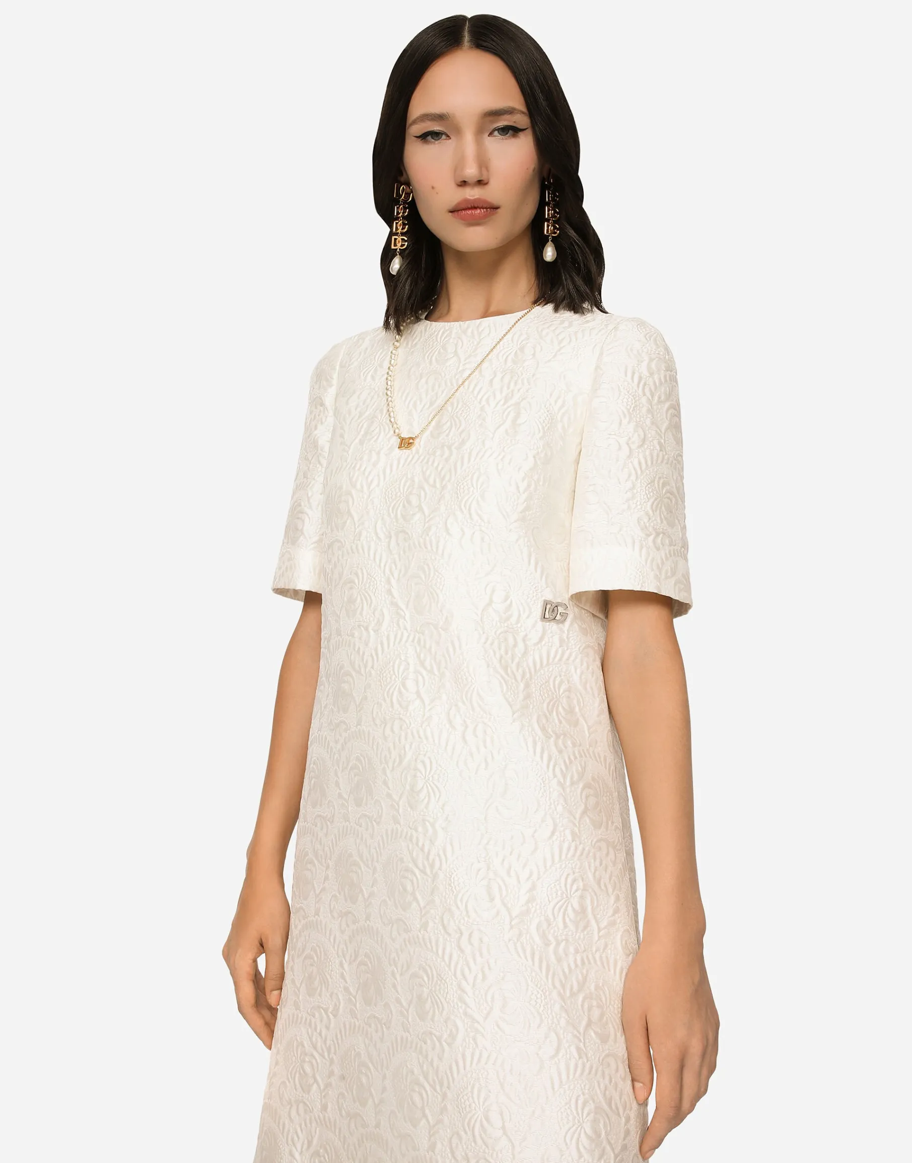 Floral jacquard midi dress