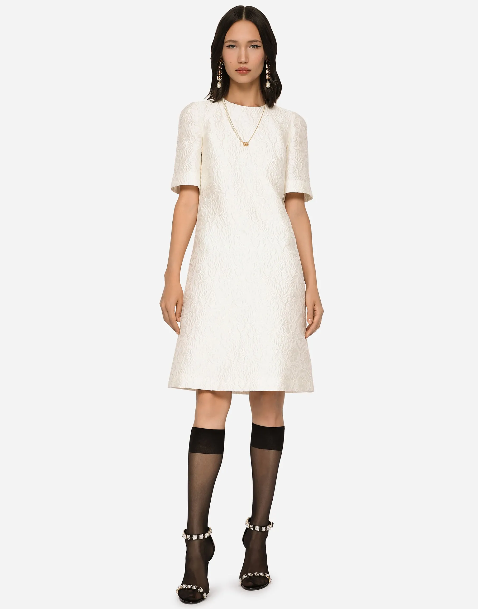 Floral jacquard midi dress
