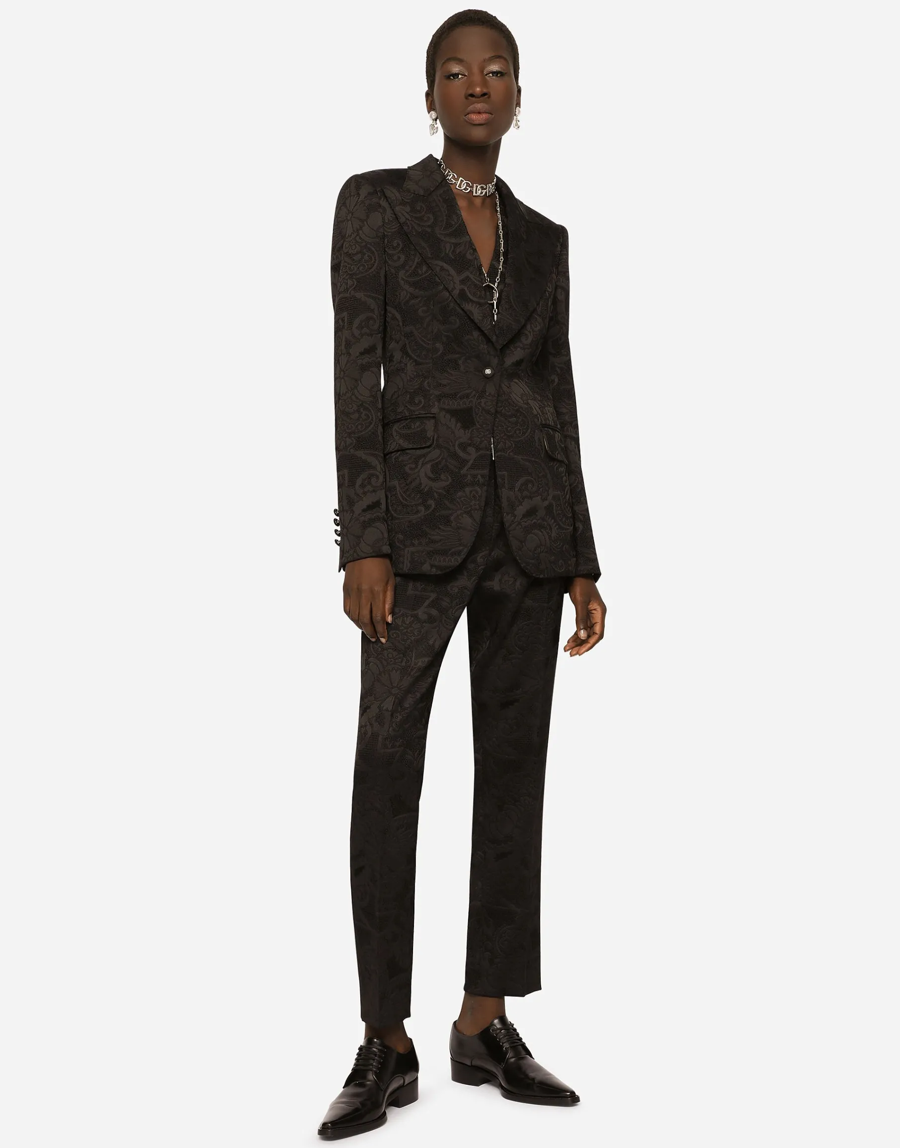 Floral jacquard pants
