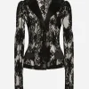 Floral lace jacket with satin details