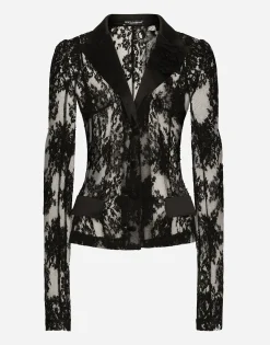 Floral lace jacket with satin details