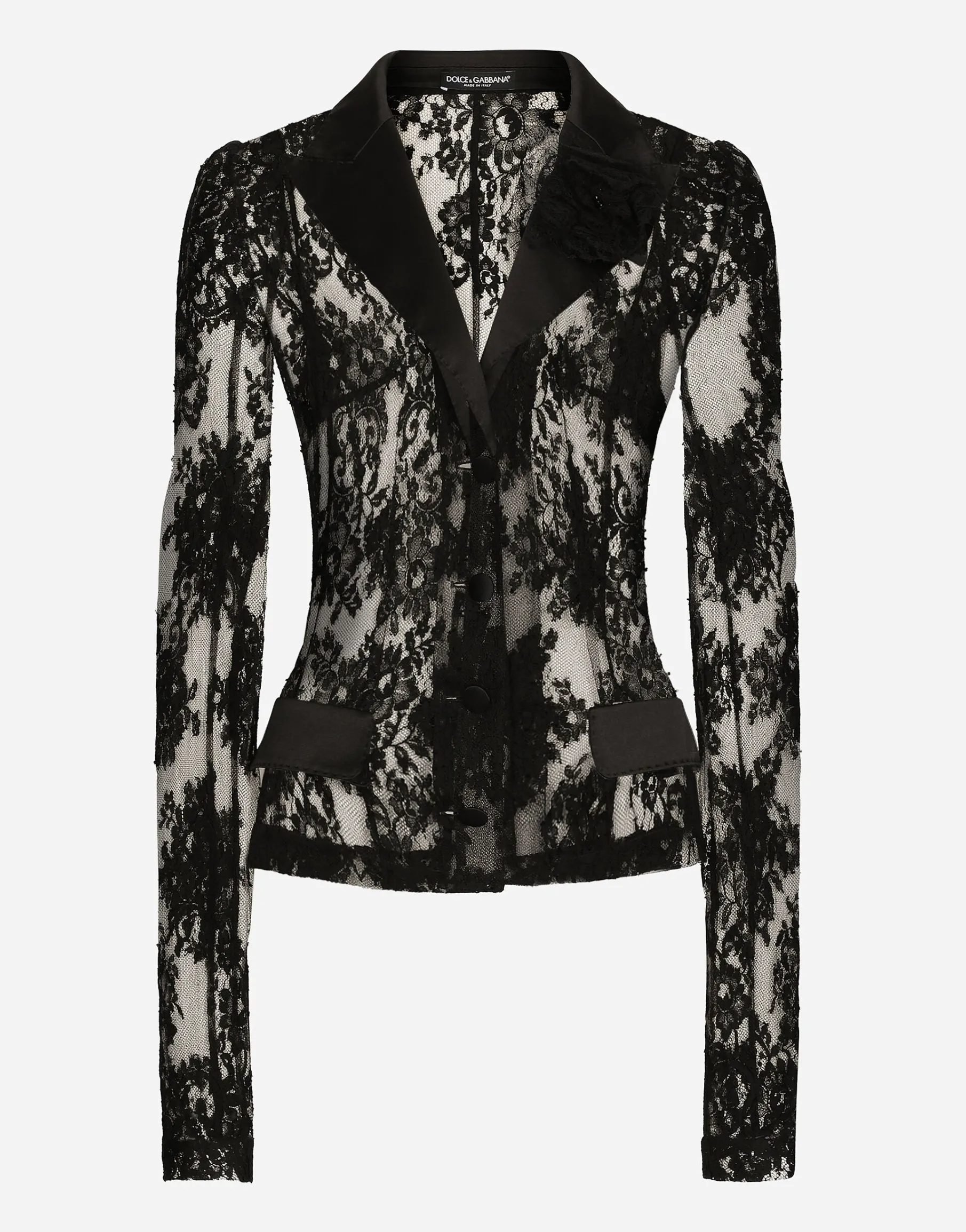 Floral lace jacket with satin details