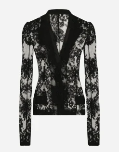 Floral lace jacket with satin details