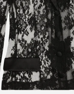 Floral lace jacket with satin details