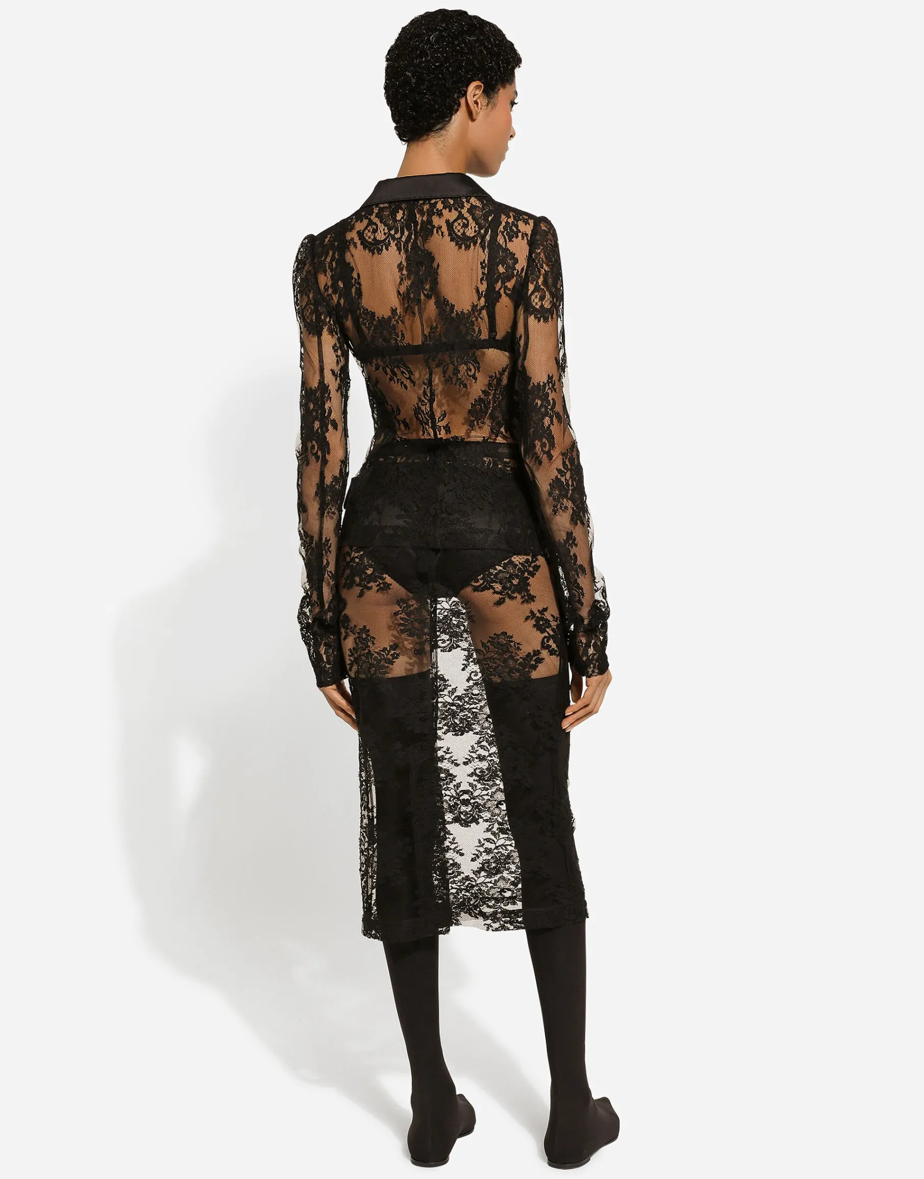 Floral lace jacket with satin details