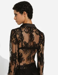 Floral lace jacket with satin details