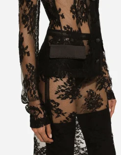Floral lace jacket with satin details