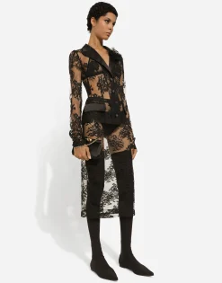 Floral lace jacket with satin details