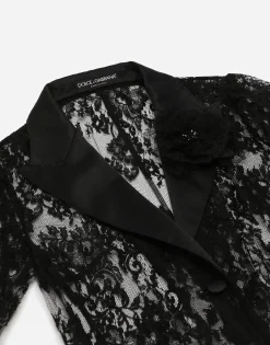 Floral lace jacket with satin details