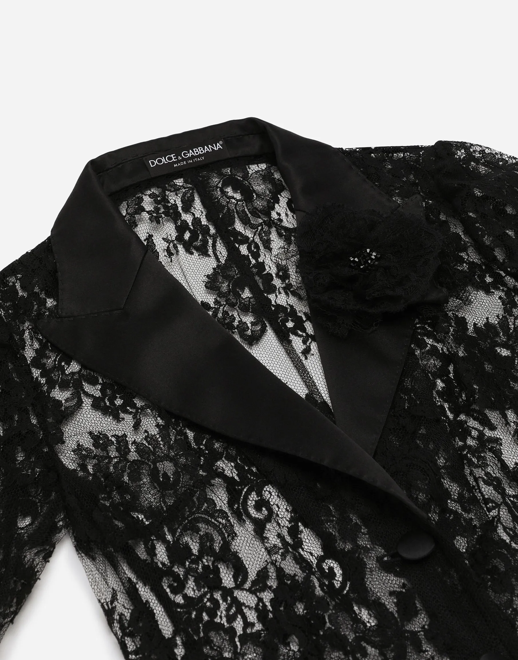 Floral lace jacket with satin details