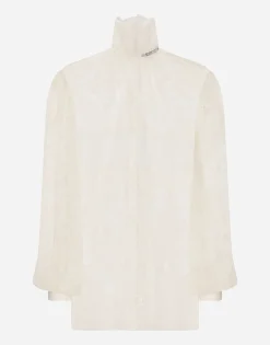 Floral lace turtle-neck blouse