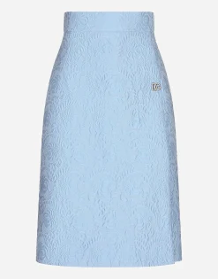 Floral quilted jacquard midi skirt with DG logo