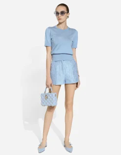 Floral quilted jacquard shorts