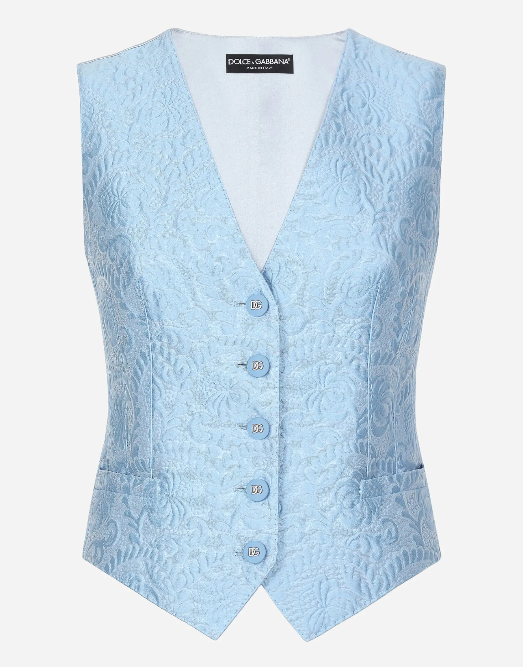 Floral quilted jacquard vest