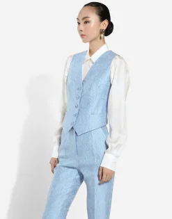 Floral quilted jacquard vest