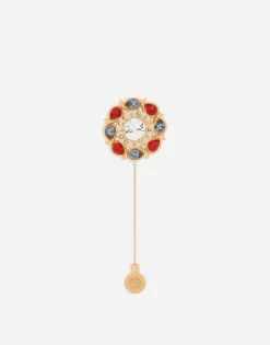 Floral rhinestone-detailed lapel pin