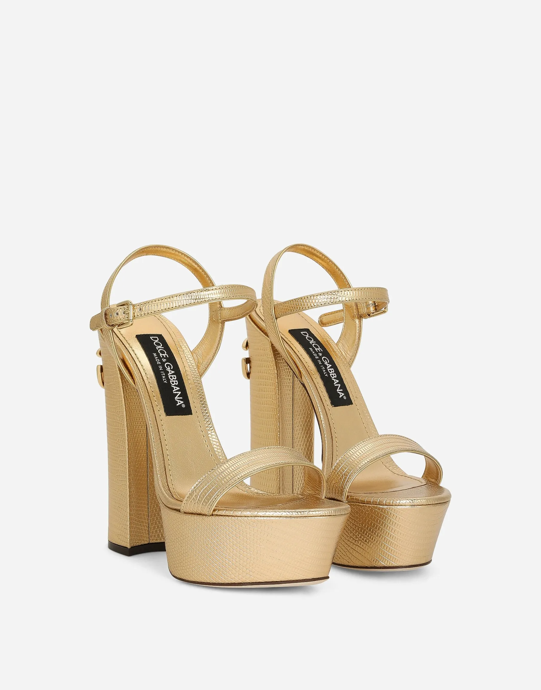 Foiled calfskin platform sandals