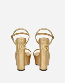 Foiled calfskin platform sandals