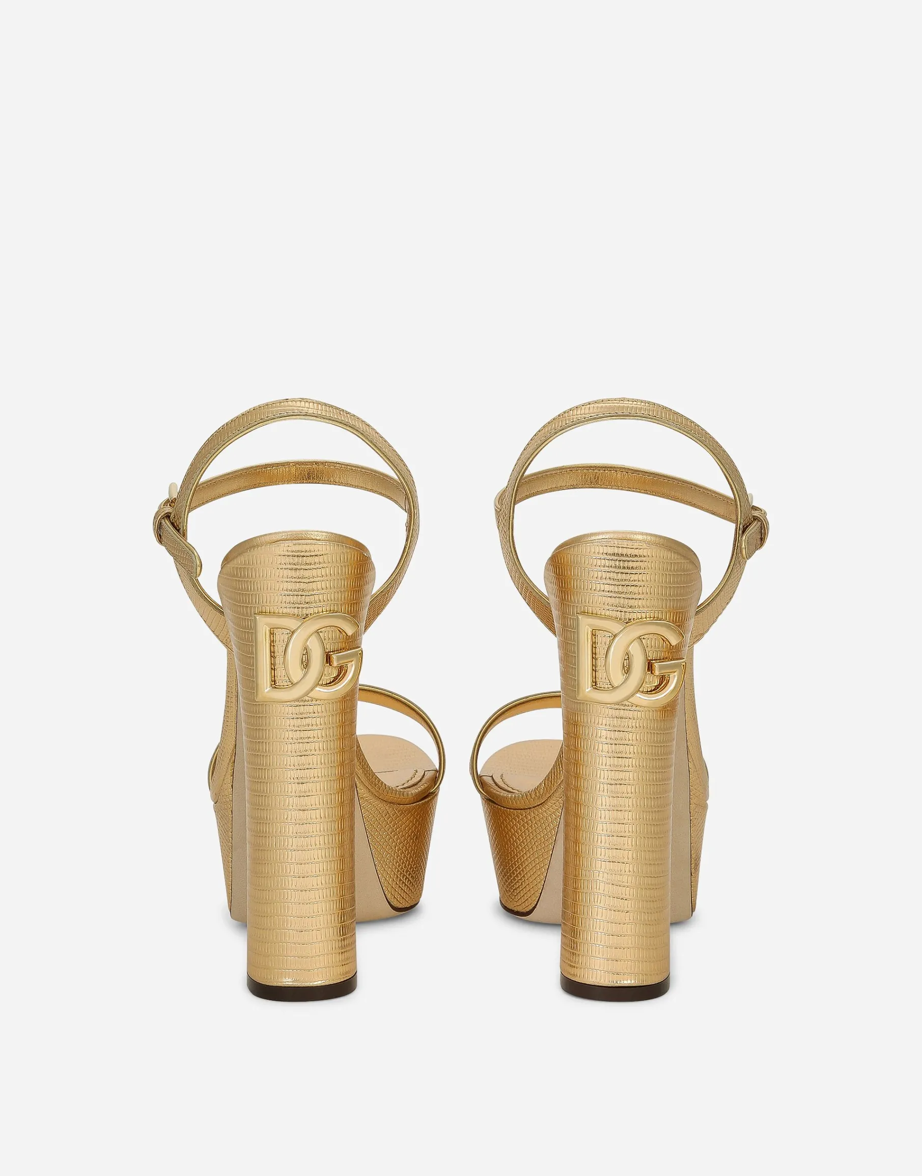 Foiled calfskin platform sandals
