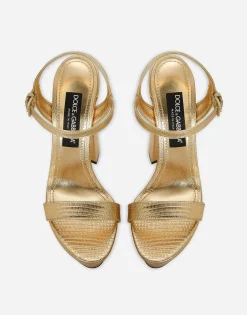 Foiled calfskin platform sandals
