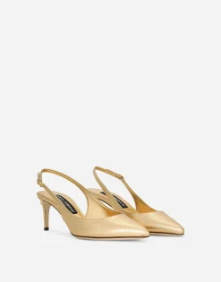 Foiled calfskin slingbacks
