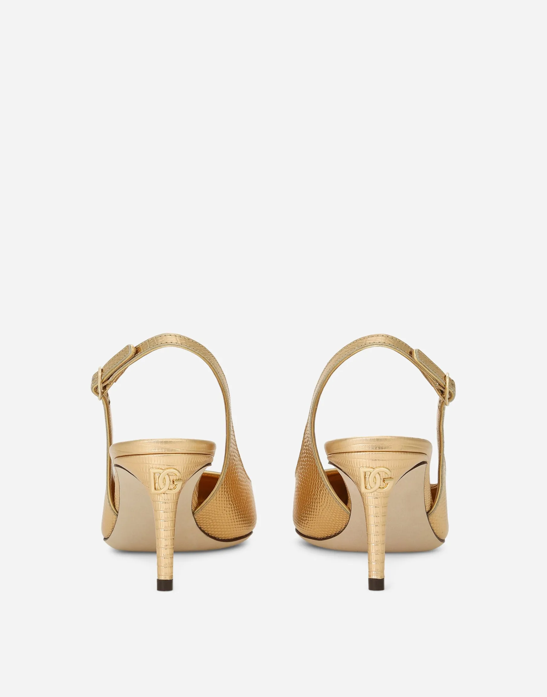 Foiled calfskin slingbacks