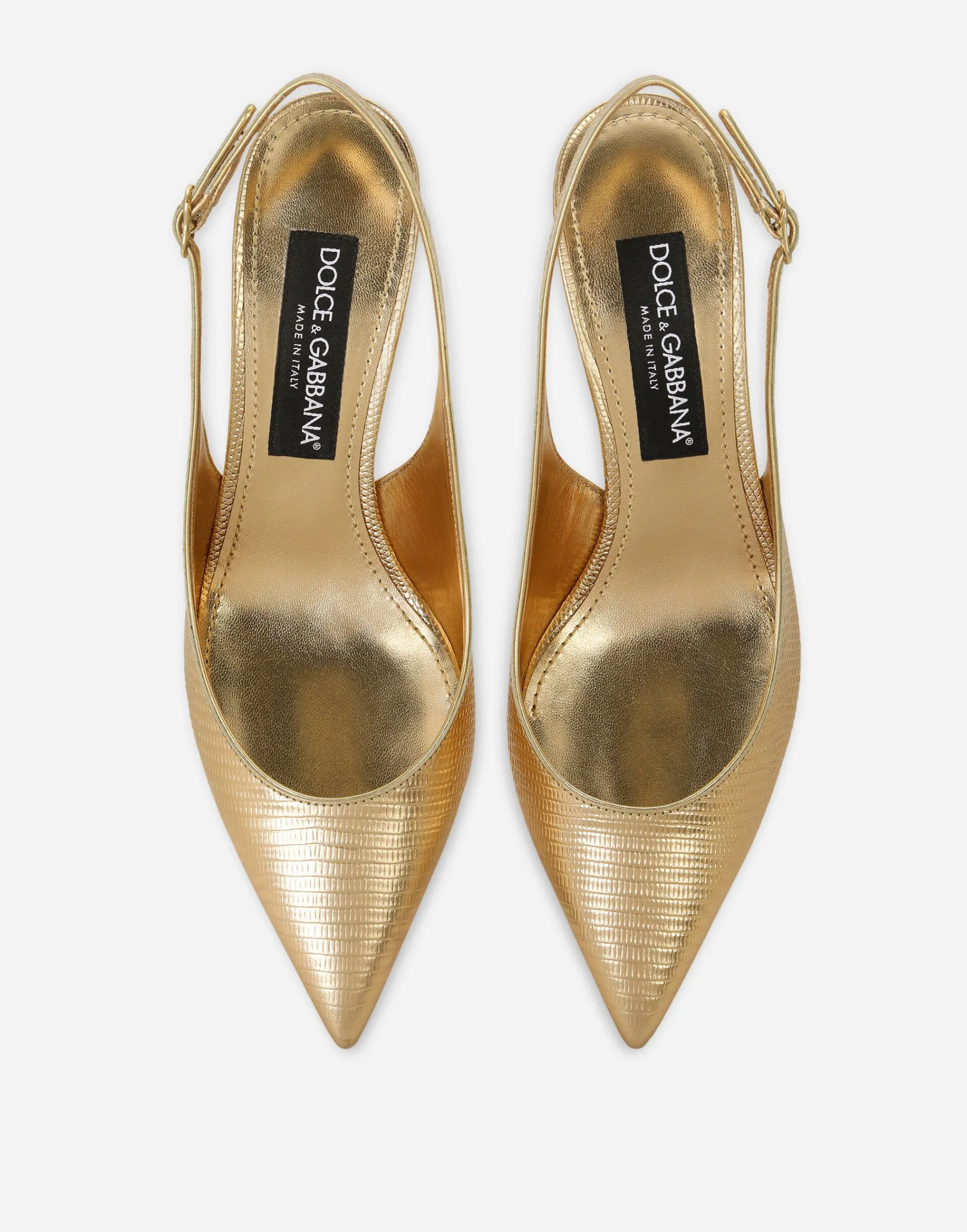 Foiled calfskin slingbacks
