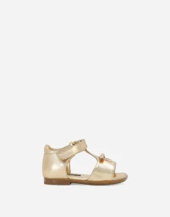 Foiled leather First Steps sandals