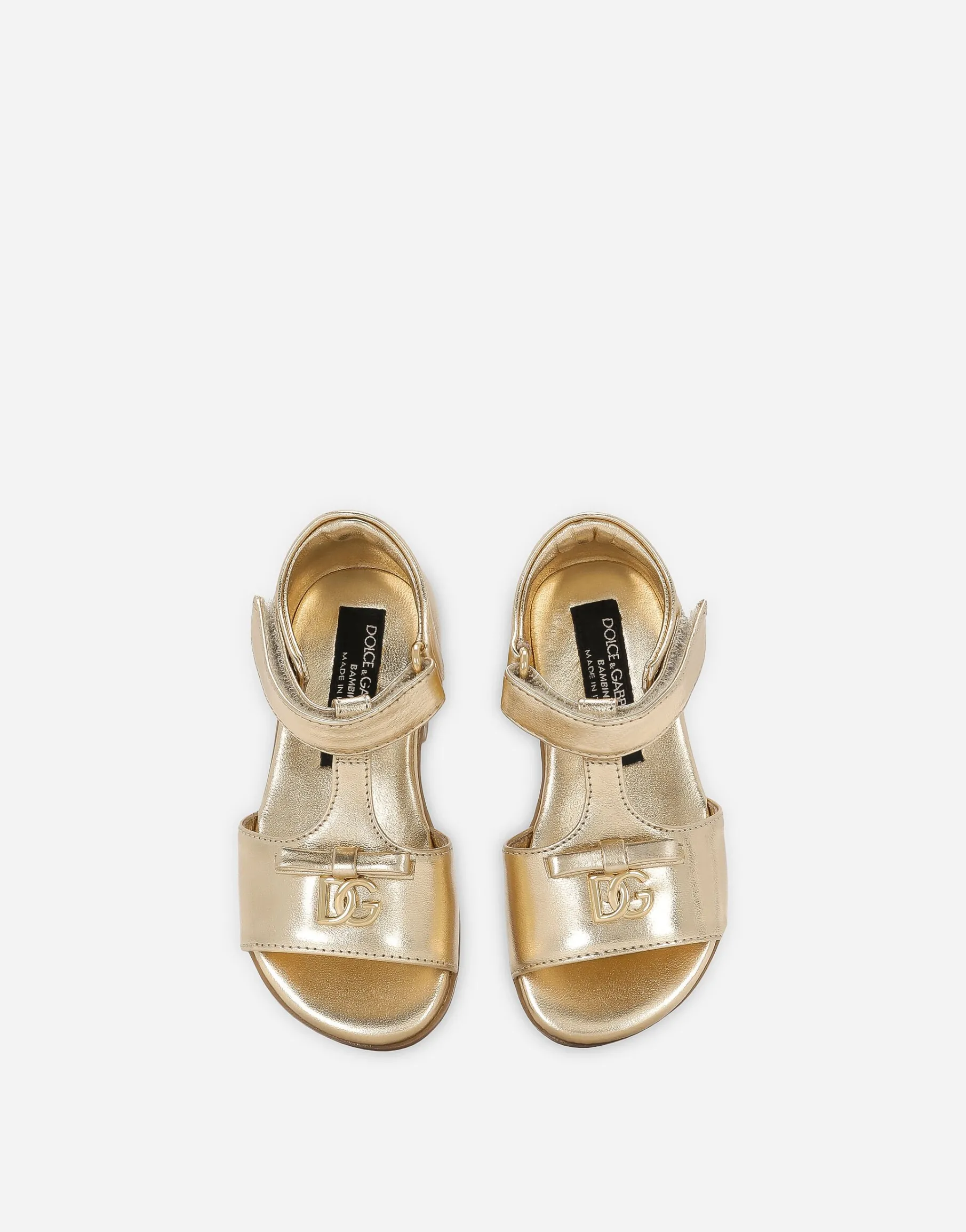 Foiled leather First Steps sandals