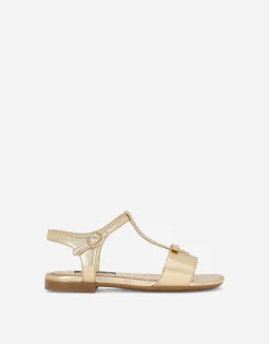 Foiled leather sandals