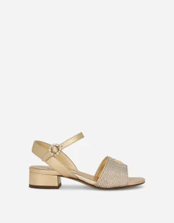 Foiled nappa leather sandals with fusible-rhinestones