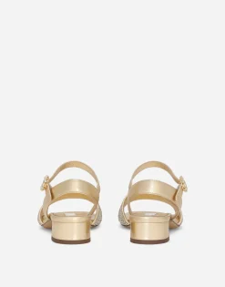 Foiled nappa leather sandals with fusible-rhinestones