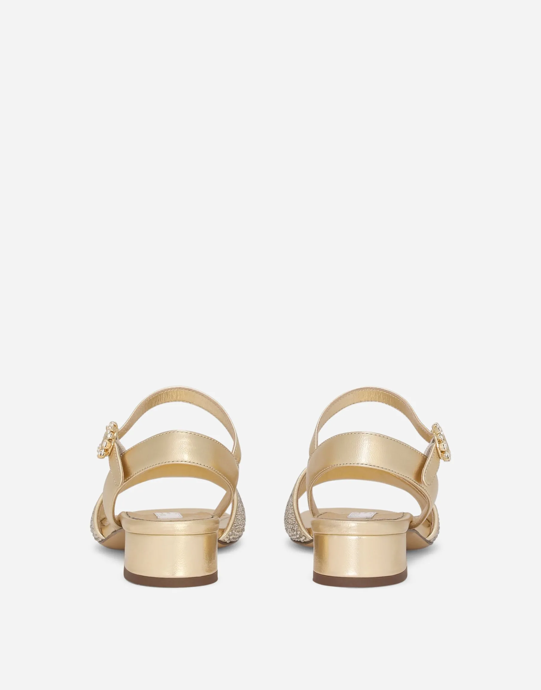 Foiled nappa leather sandals with fusible-rhinestones