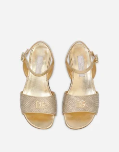Foiled nappa leather sandals with fusible-rhinestones