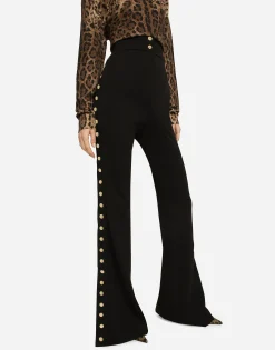 Full Milano pants with buttons down the side